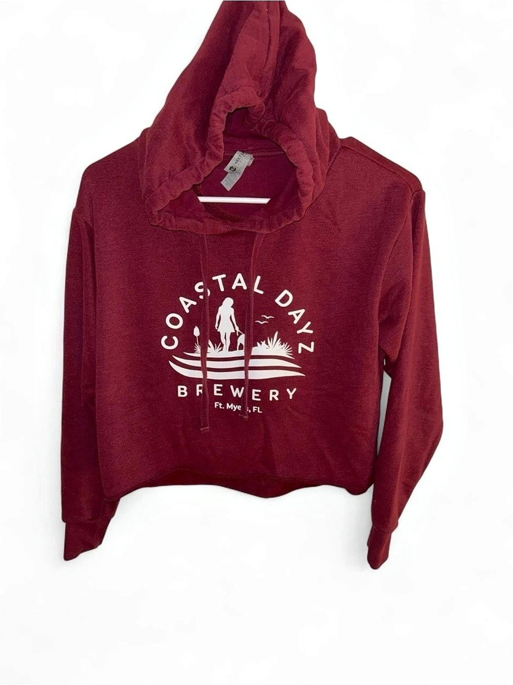 Cropped Graphic Hoodie in Red Small